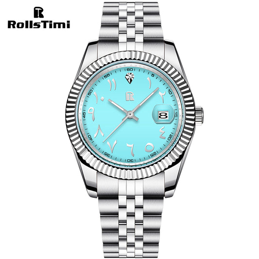 RollsTimi RT-128 Men's Automatic Watches 39mm Stainless Steel Mechanical Wrist Watch for Men Luxury Classic Wristwatch