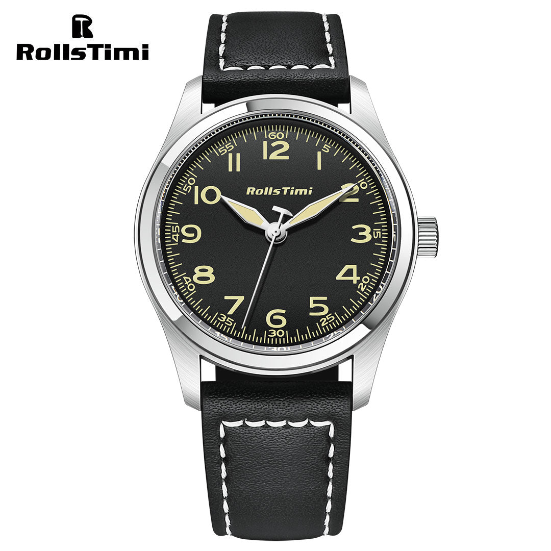 RollsTimi RT7901 Men's Quartz Watches Casual Pilot Sports Leather Wrist Watch for Men Business Wristwatch