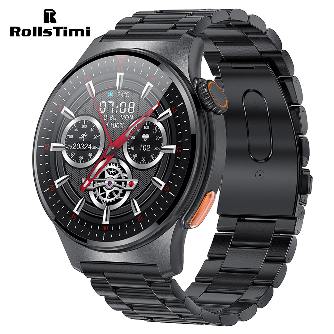 RollsTimi RT49 Men's Sports Smartwatches Fashion Steel Waterproof GPS Smart Watch for Women, Fitness Tracker, Heart Rate Blood Pressure Monitor, Bluetooth Call