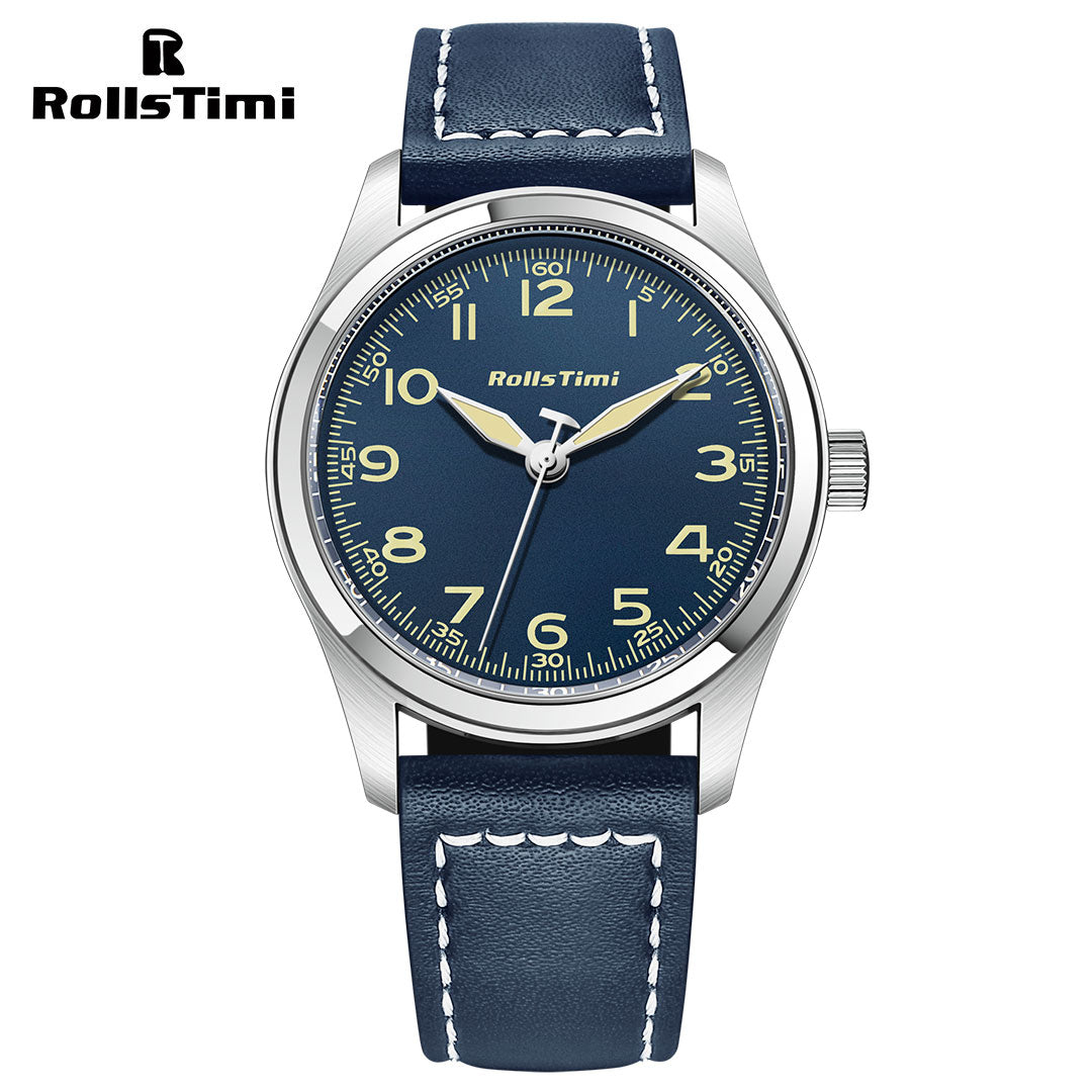 RollsTimi RT7901 Men's Quartz Watches Casual Pilot Sports Leather Wrist Watch for Men Business Wristwatch