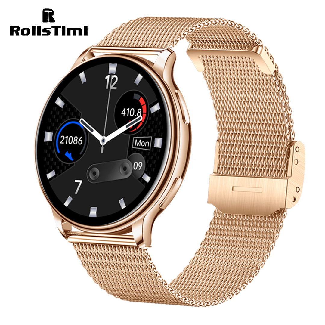 RollsTimi RT33 Fashion Women's Smartwatch Sports Luxury Fitness Tracker Heart Rate Blood Pressure Smart Watches for Men, Bluetooth Calls