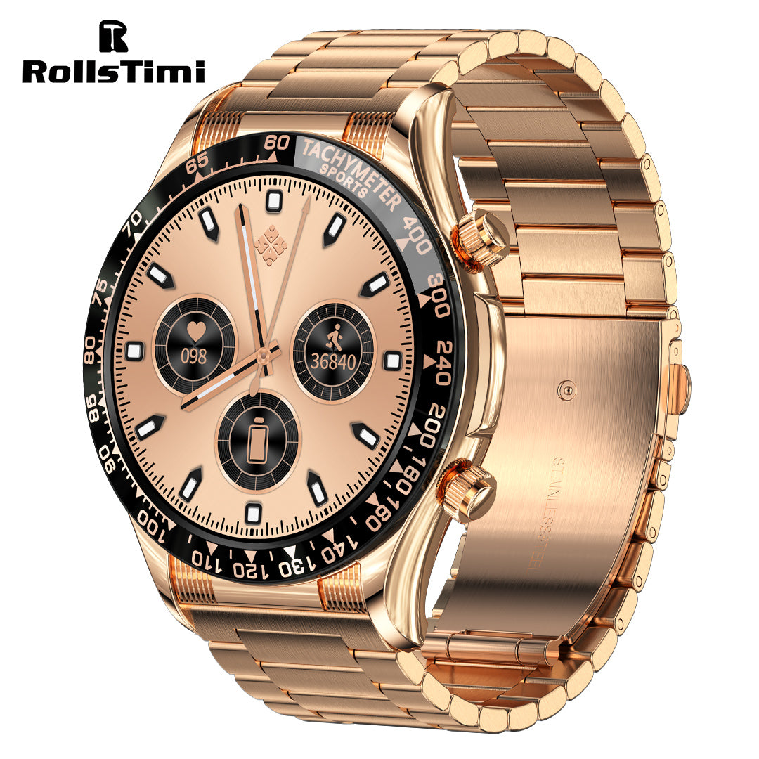 RollsTimi RTE18 Classic Men's Smartwatch Sports Waterproof Bluetooth Calls Smart Watches for Women Men, Heart Rate Blood Pressure Monitoring