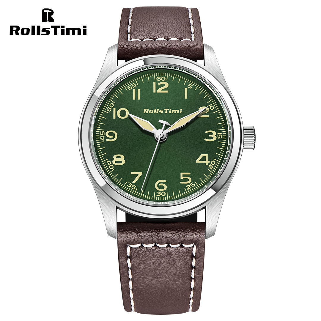 RollsTimi RT7901 Men's Quartz Watches Casual Pilot Sports Leather Wrist Watch for Men Business Wristwatch