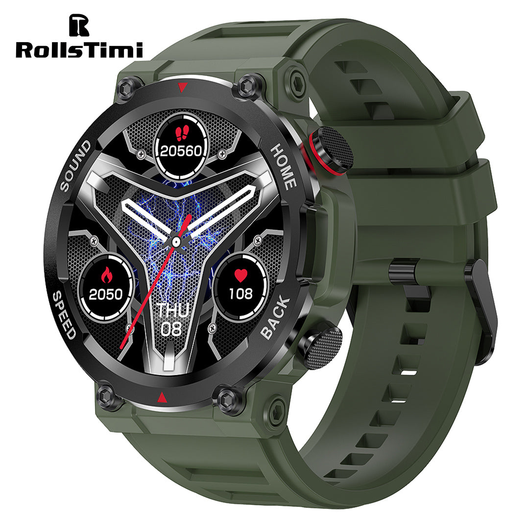 RollsTimi RT96 Men's Sports Smartwatches Military Waterproof Smart Watch for Women Fitness Tracker, Bluetooth Call, Heart Rate Blood Pressure Monitoring