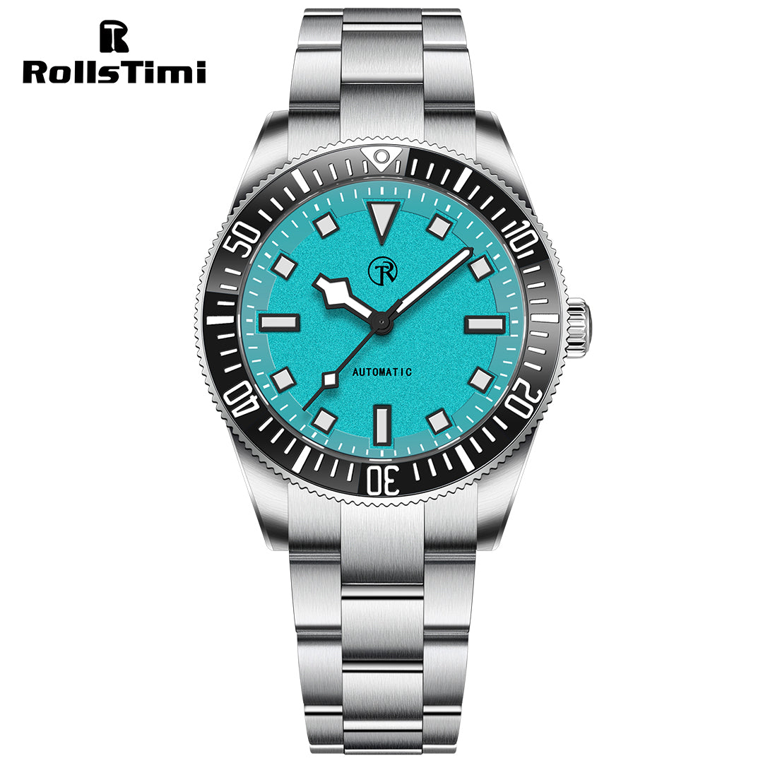 RollsTimi RT7910 Men's Automatic Watches 40mm Stainless Steel Waterproof Mechanical Wristwatch for Men SEIKO NH35 Movt Sythetic Sapphire Dial Glass